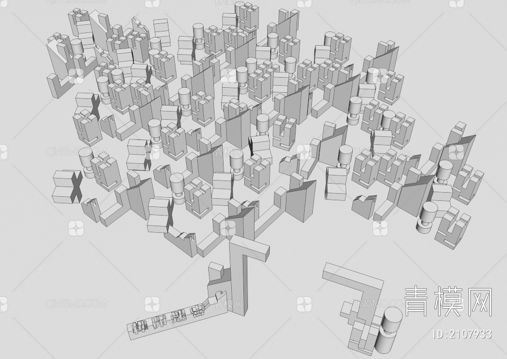 榫卯迷宫构件组合3D模型下载【ID:2107933】