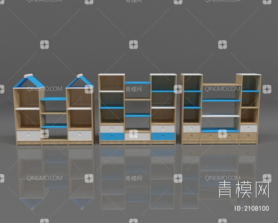 书柜 矮柜 书架3D模型下载【ID:2108100】