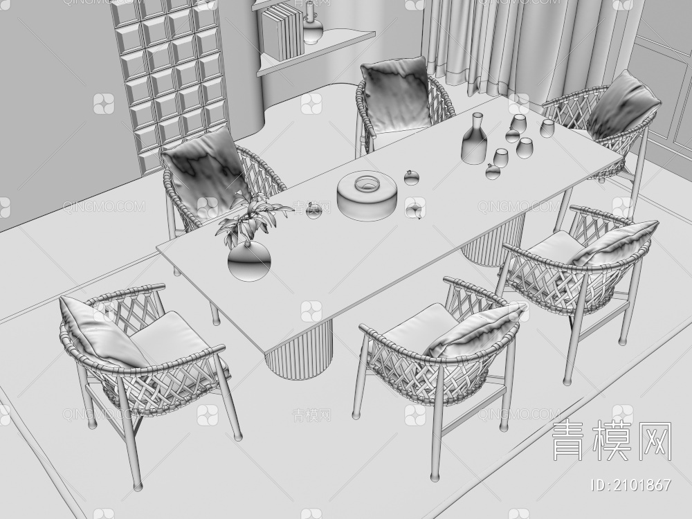 餐桌椅3D模型下载【ID:2101867】