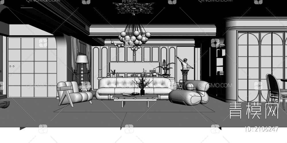 居家客餐厅3D模型下载【ID:2106247】