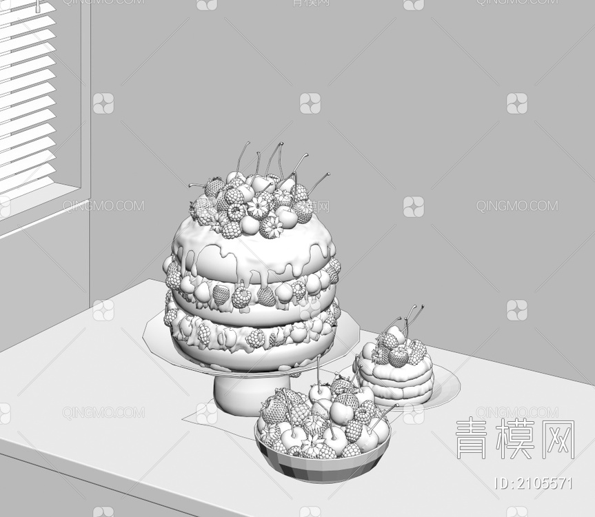 水果蛋糕3D模型下载【ID:2105571】