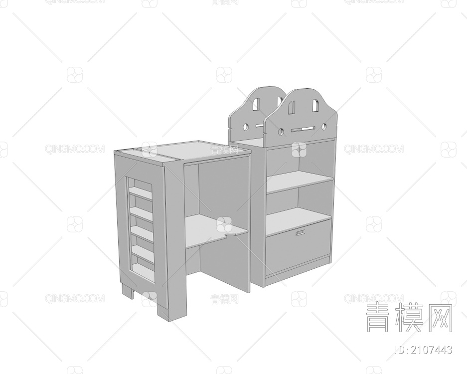 儿童书架 书柜 矮柜3D模型下载【ID:2107443】