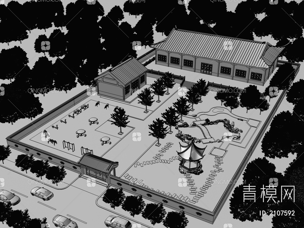 古建 养老院 活动中心3D模型下载【ID:2107592】