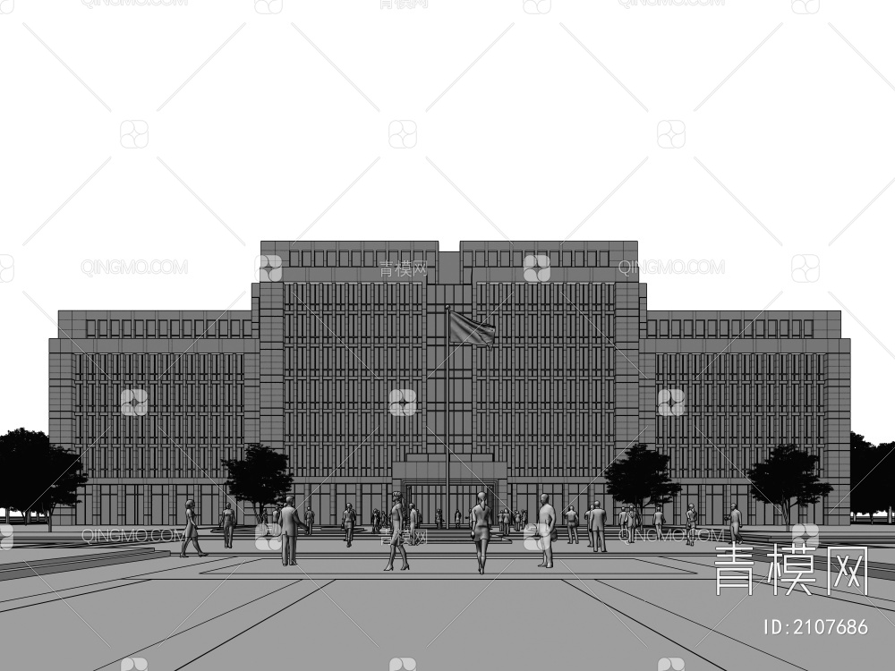 公共建筑 办公楼3D模型下载【ID:2107686】