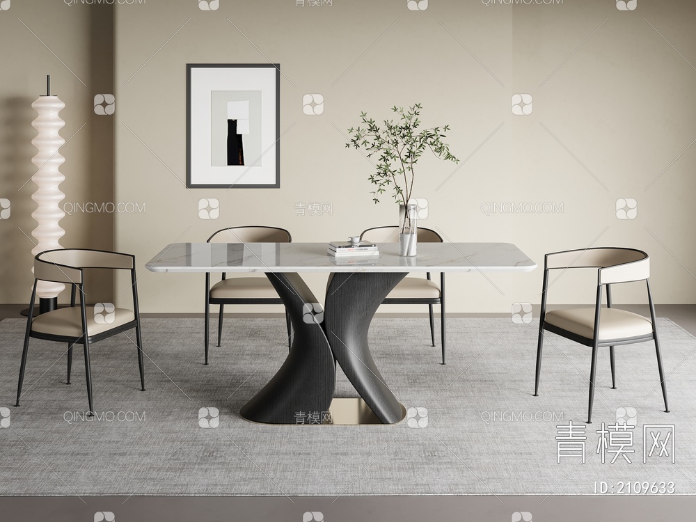 餐桌椅组合  饰品 摆件3D模型下载【ID:2109633】