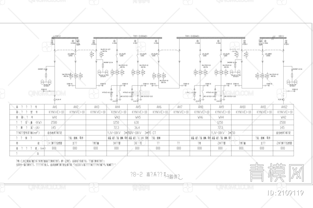 高压柜变压器二次接线原理图开关柜配电线路系统图【ID:2109119】