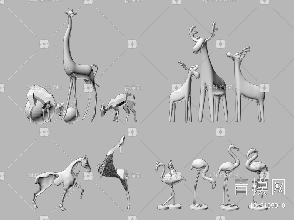 艺术雕塑 动物摆件3D模型下载【ID:2109010】