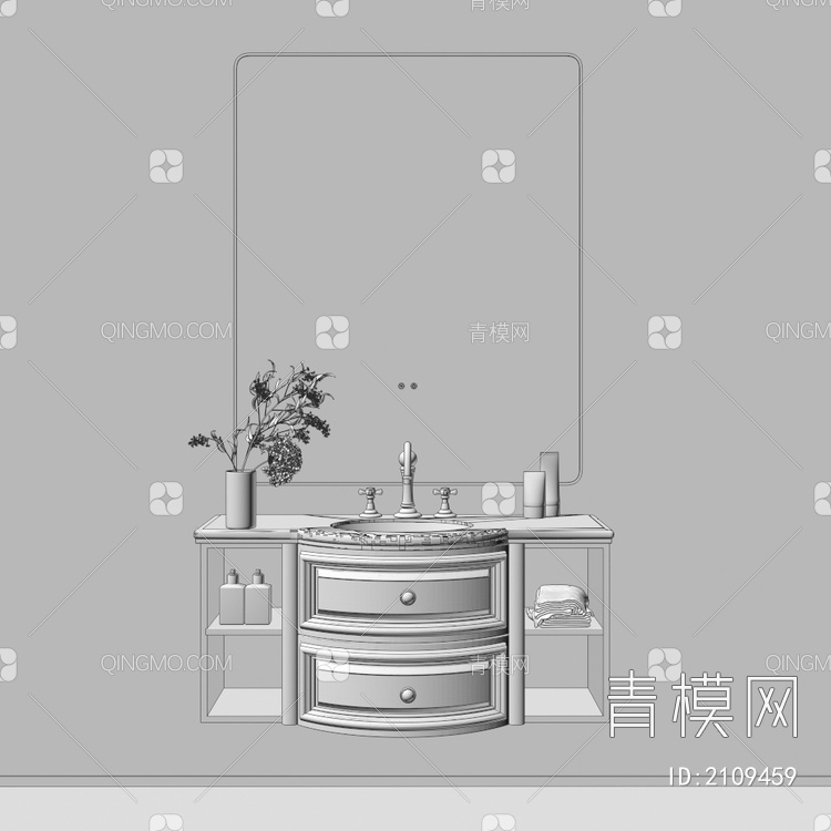 卫浴柜 浴室柜 洗手台3D模型下载【ID:2109459】