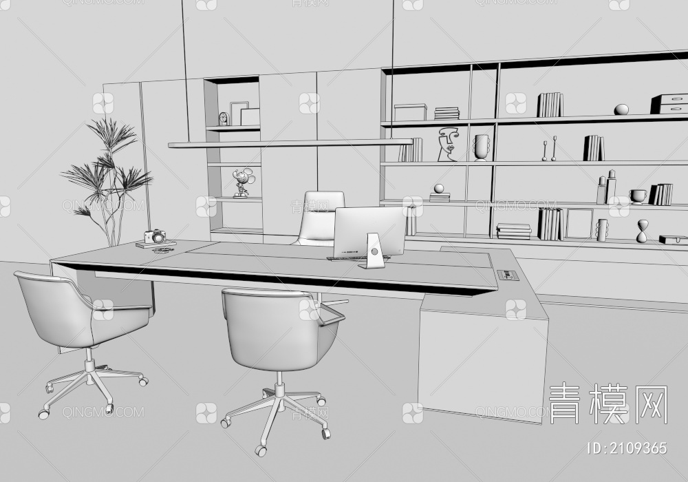 办公桌椅3D模型下载【ID:2109365】