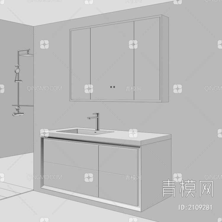 卫浴柜 浴室柜 洗手台3D模型下载【ID:2109281】