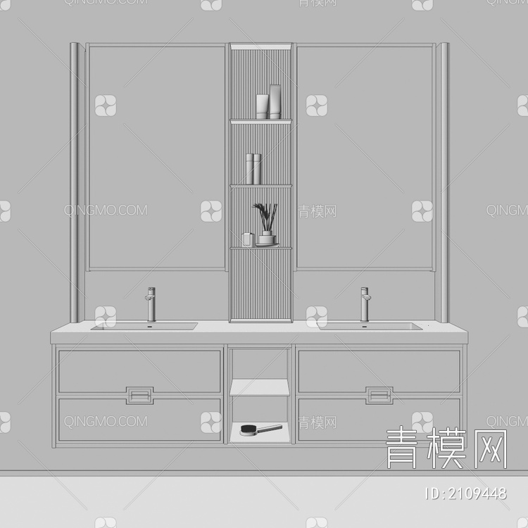 卫浴柜 浴室柜 洗手台3D模型下载【ID:2109448】