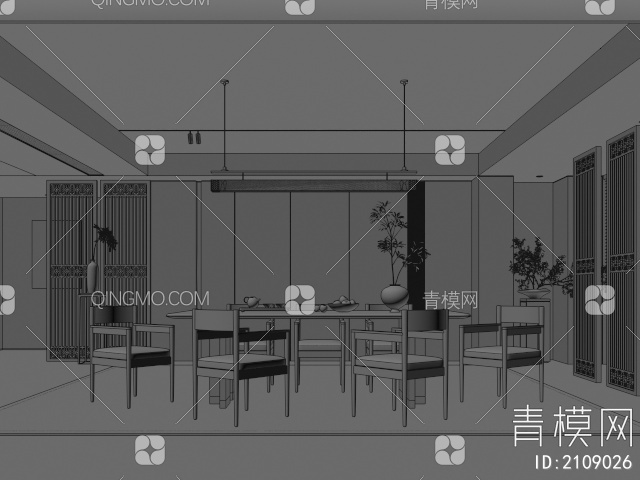 宋式风餐厅3D模型下载【ID:2109026】