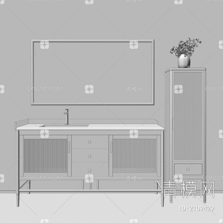 卫浴柜 浴室柜 洗手台3D模型下载【ID:2109429】