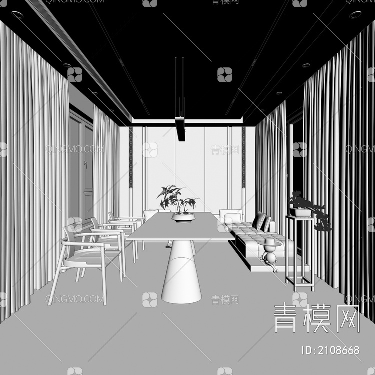 茶室 餐厅3D模型下载【ID:2108668】