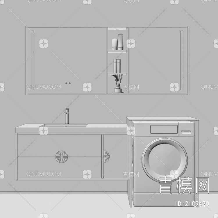 卫浴柜 浴室柜 洗手台3D模型下载【ID:2109420】