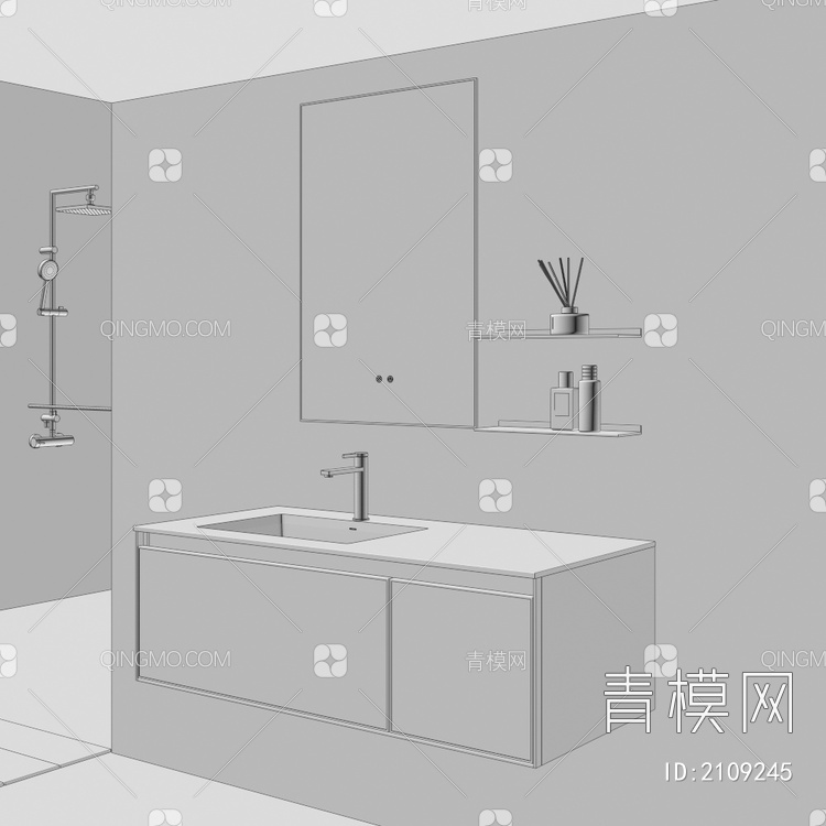 卫浴柜 浴室柜 洗手台3D模型下载【ID:2109245】