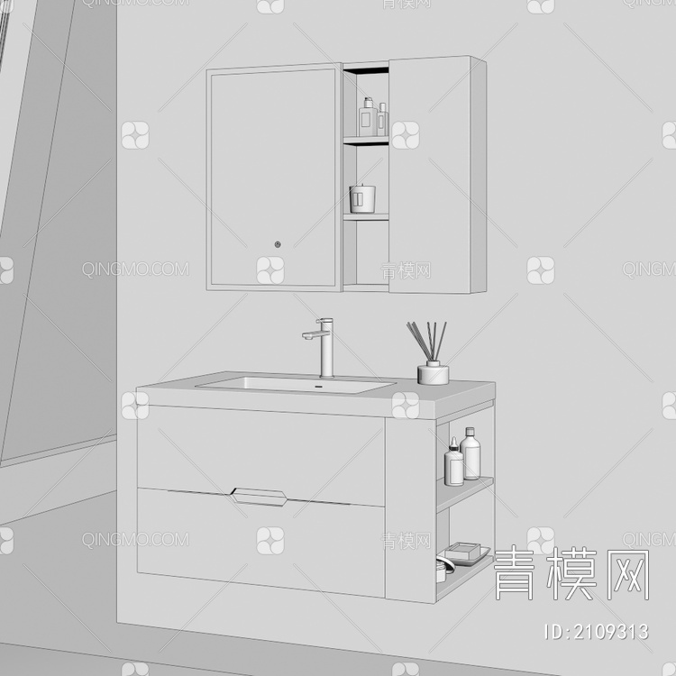 卫浴柜 浴室柜 洗手台3D模型下载【ID:2109313】