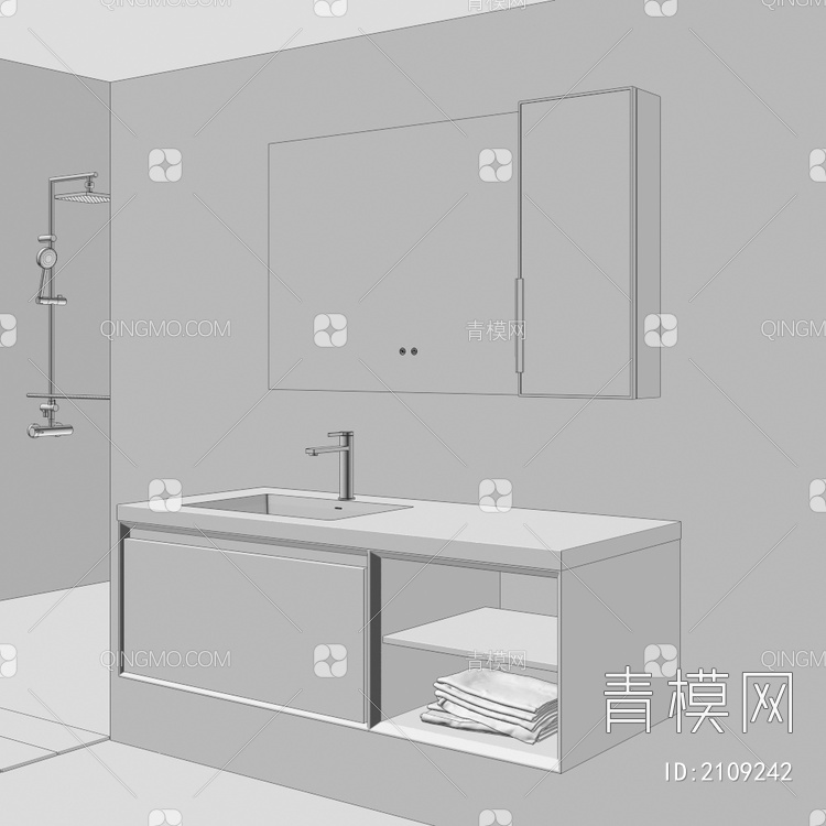 卫浴柜 浴室柜 洗手台3D模型下载【ID:2109242】