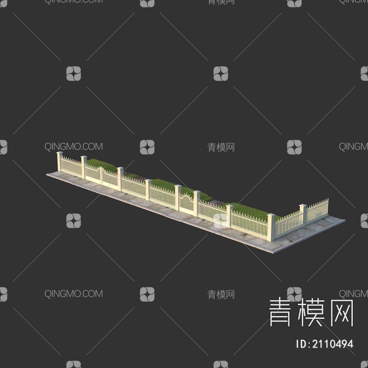 别墅花园庭院围墙砖墙 护栏围栏3D模型下载【ID:2110494】