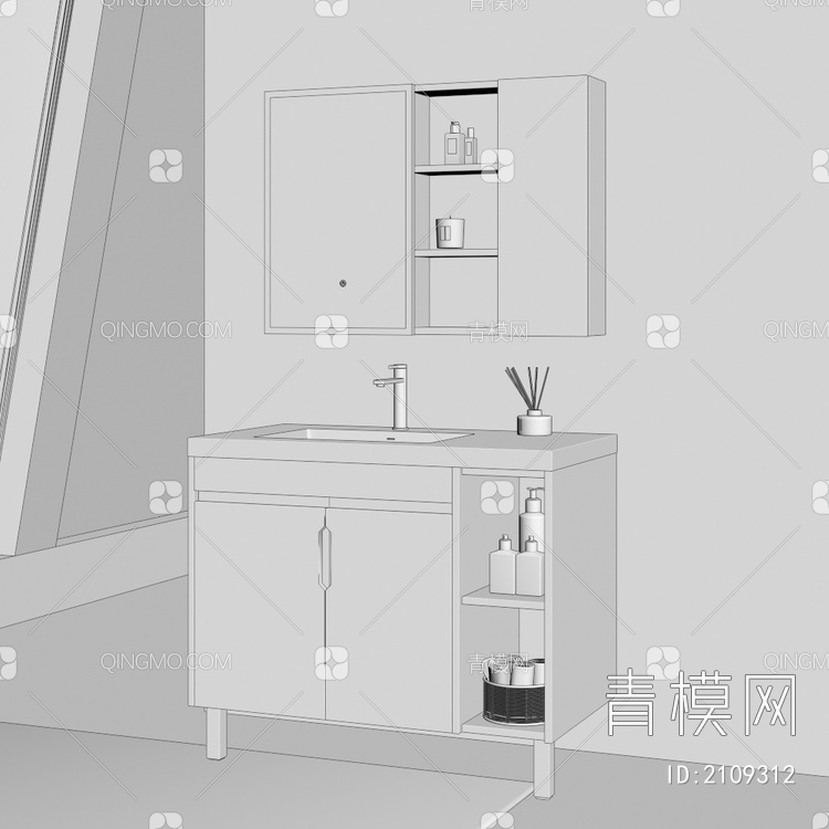 卫浴柜 浴室柜 洗手台3D模型下载【ID:2109312】