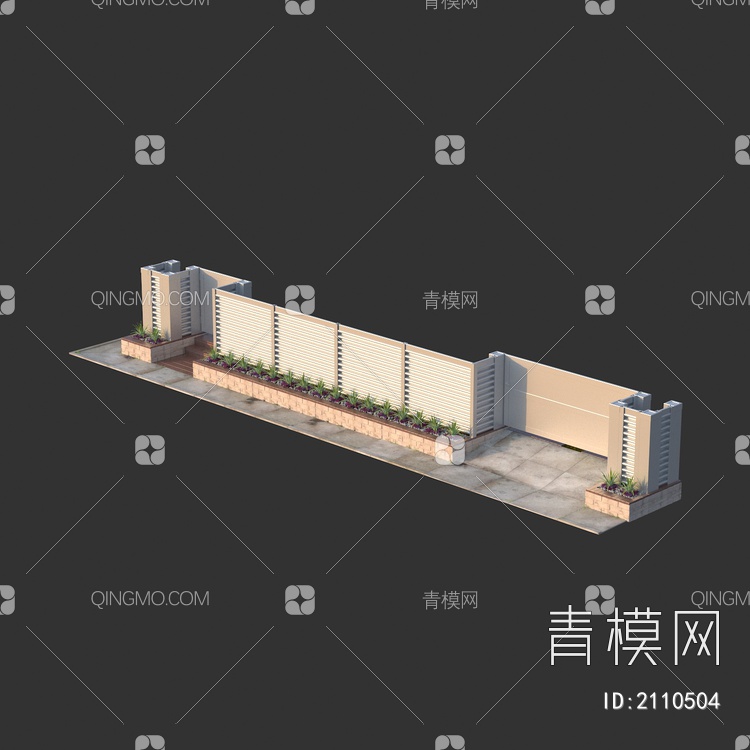 别墅花园庭院围墙砖墙 护栏围栏3D模型下载【ID:2110504】
