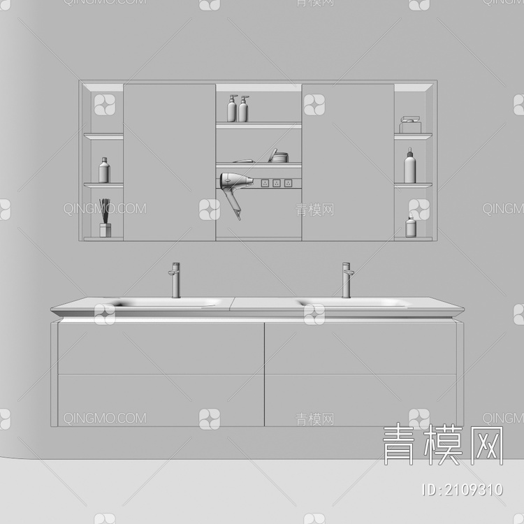 卫浴柜 浴室柜 洗手台3D模型下载【ID:2109310】