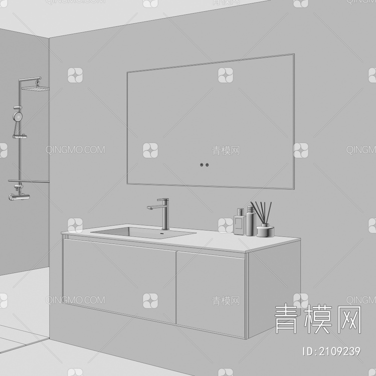 卫浴柜 浴室柜 洗手台3D模型下载【ID:2109239】