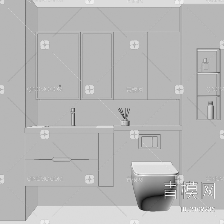 卫浴柜 浴室柜 洗手台3D模型下载【ID:2109235】