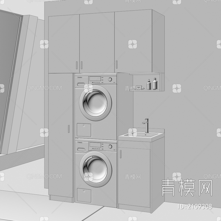 卫浴柜 浴室柜 洗手台 洗衣柜3D模型下载【ID:2109308】