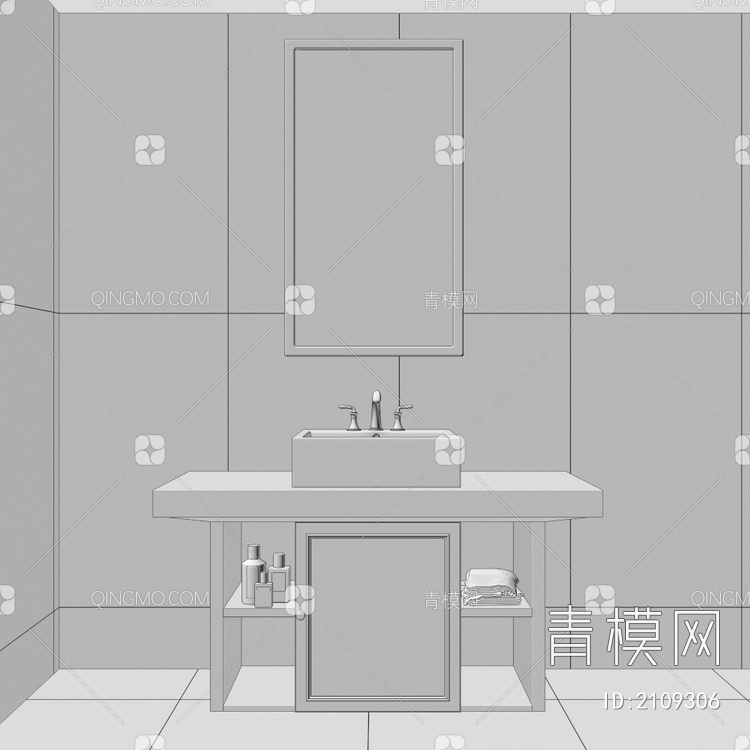 卫浴柜 浴室柜 洗手台3D模型下载【ID:2109306】