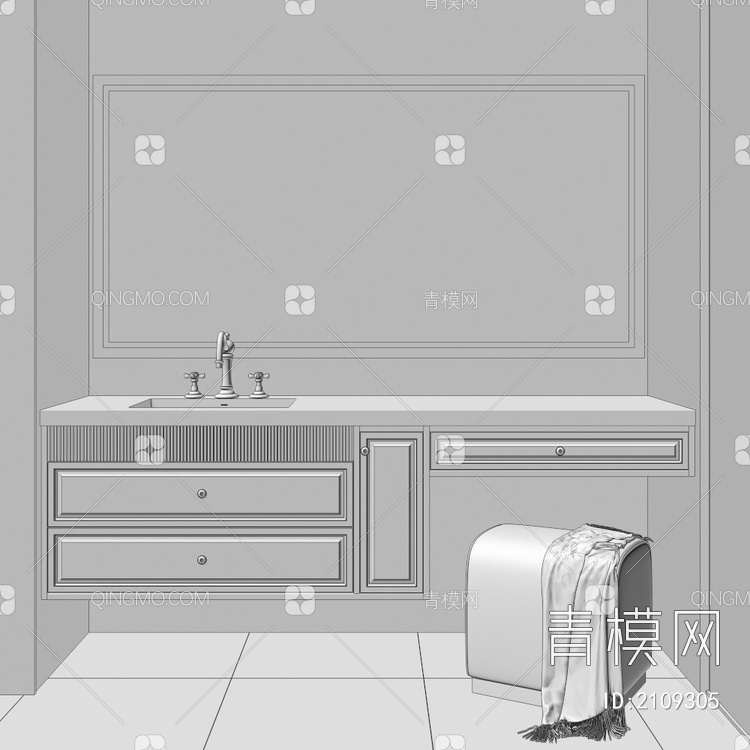 卫浴柜 浴室柜 洗手台3D模型下载【ID:2109305】
