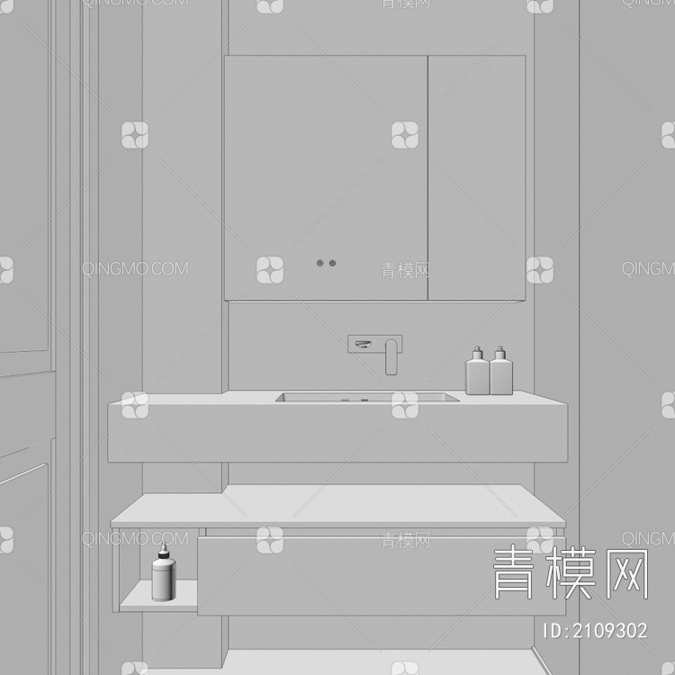 卫浴柜 浴室柜 洗手台3D模型下载【ID:2109302】