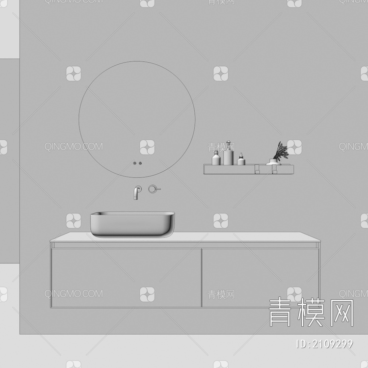 卫浴柜 浴室柜 洗手台3D模型下载【ID:2109299】