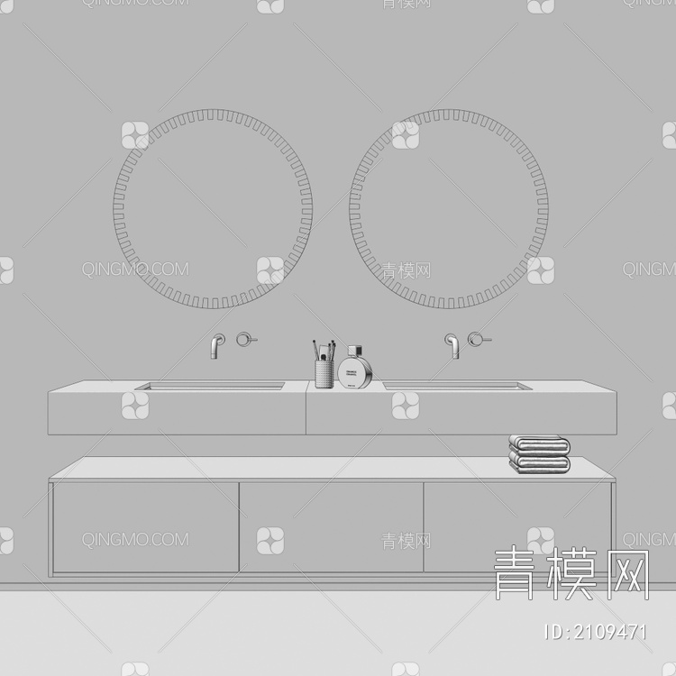 卫浴柜 浴室柜 洗手台3D模型下载【ID:2109471】