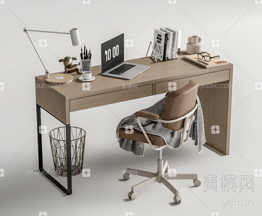 书桌椅组合3D模型下载【ID:2111672】