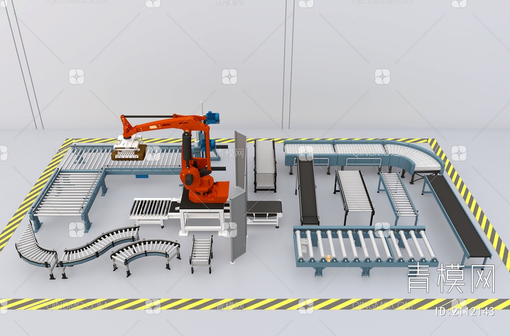 传送带生产线物流机器人3D模型下载【ID:2112143】