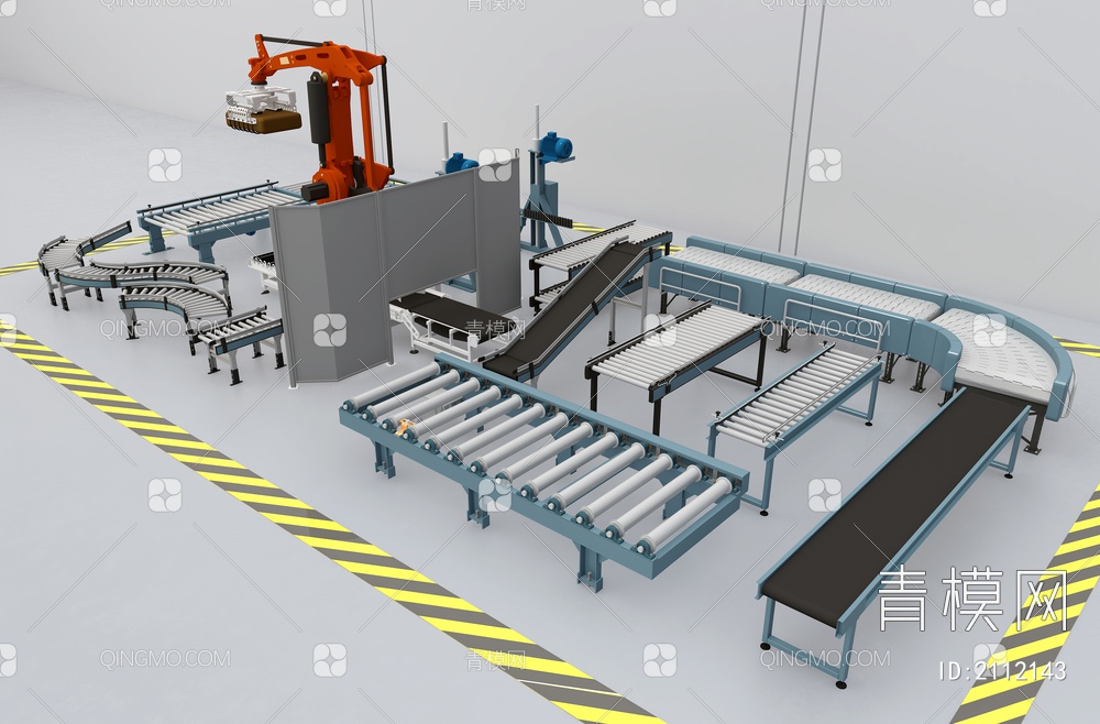 传送带生产线物流机器人3D模型下载【ID:2112143】