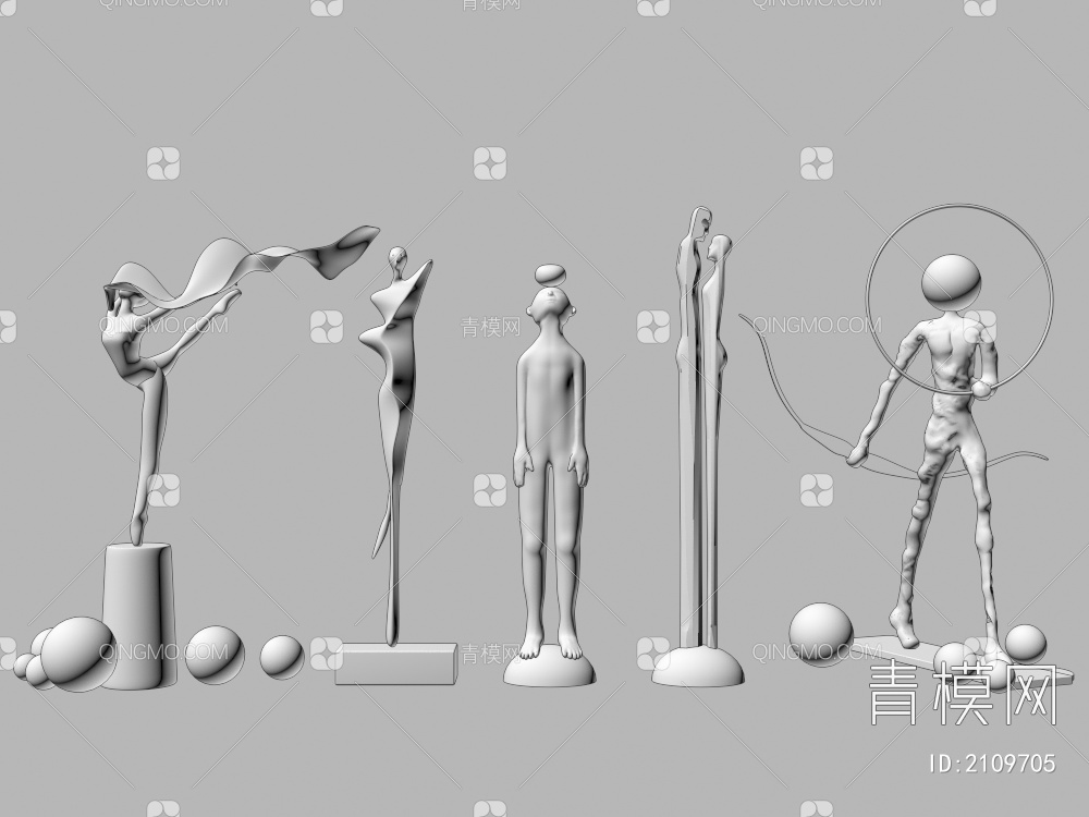 艺术品创意饰品摆件 人物雕像3D模型下载【ID:2109705】