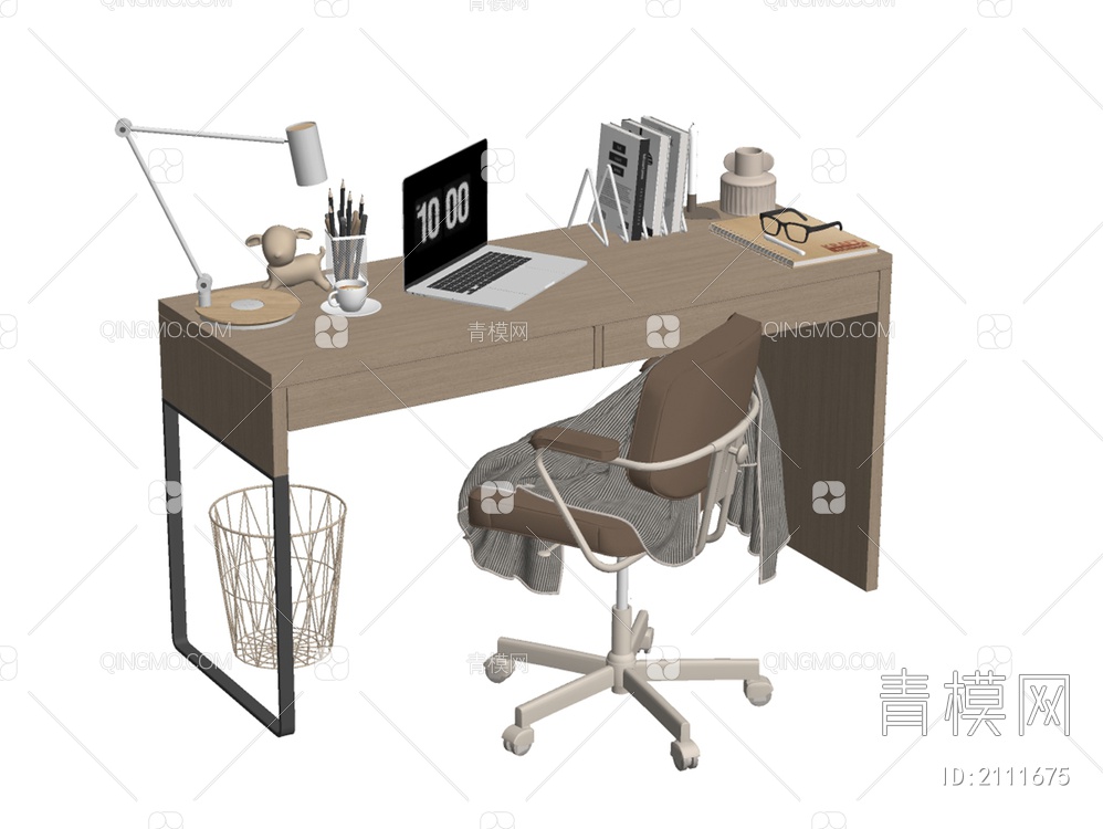 书桌椅组合SU模型下载【ID:2111675】