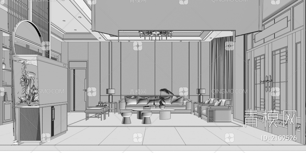 别墅客餐厅3D模型下载【ID:2109526】
