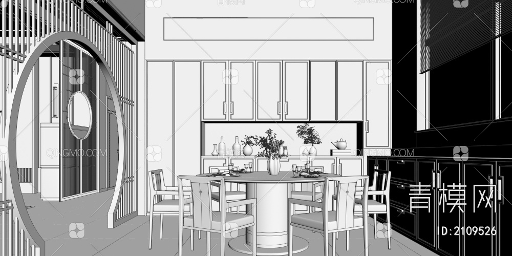 别墅客餐厅3D模型下载【ID:2109526】