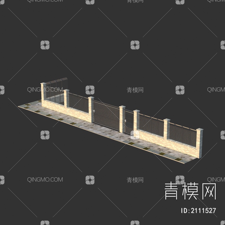 花园庭院房屋栏杆 围栏 围墙围挡 人行道 铁栏杆大门3D模型下载【ID:2111527】