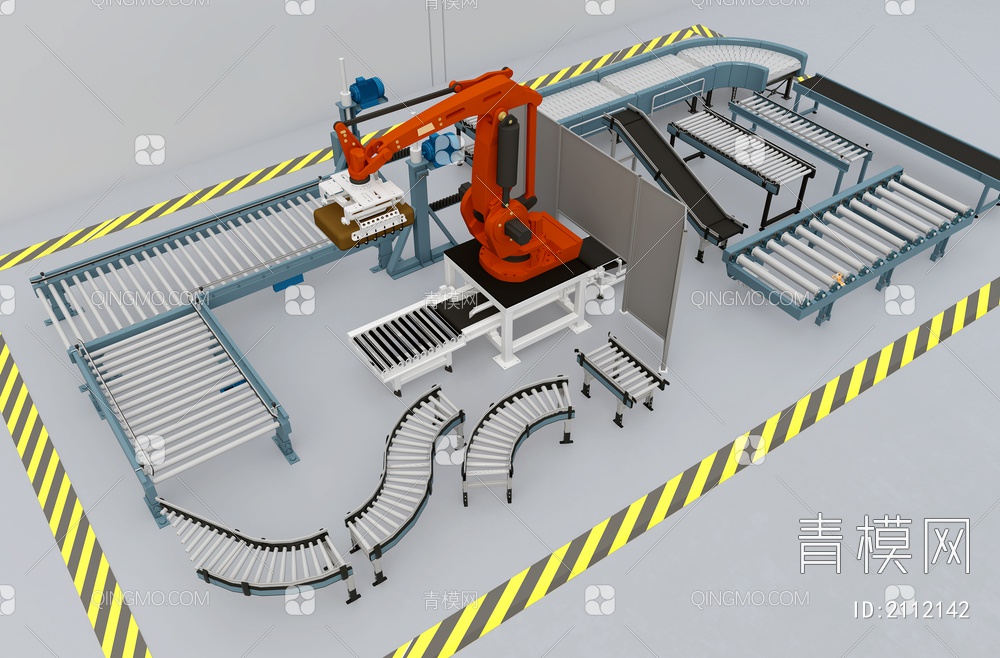 传送带生产线物流机器人SU模型下载【ID:2112142】