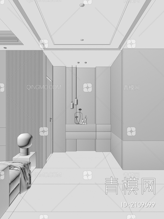 岩板扣板造型 走廊  端景 玄关3D模型下载【ID:2109699】