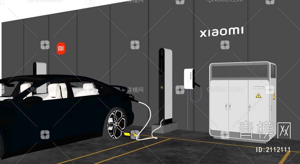 小米汽车超级充电桩新能源充电桩SU模型下载【ID:2112111】