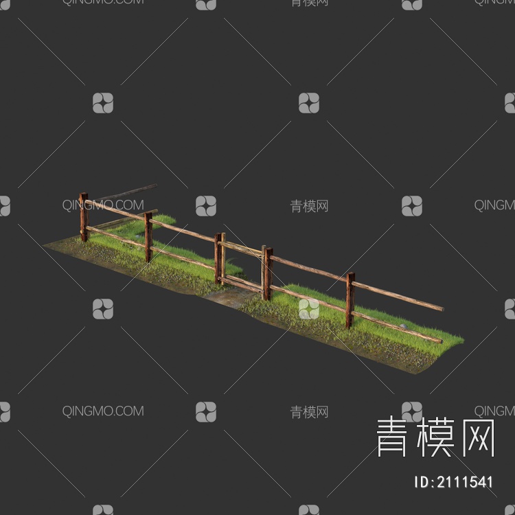 庭院花园木制木头栏杆草坪 围栏 围挡3D模型下载【ID:2111541】