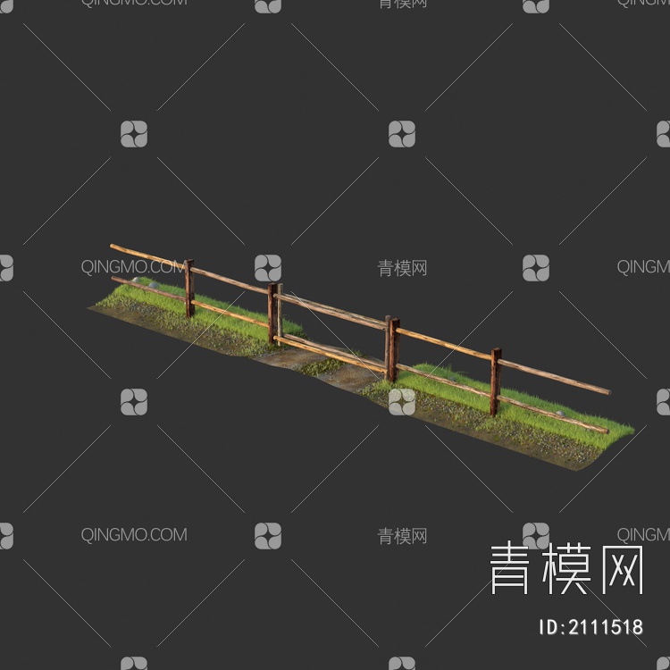 花园庭院房屋木制木头栏杆 草坪 围栏 围挡3D模型下载【ID:2111518】