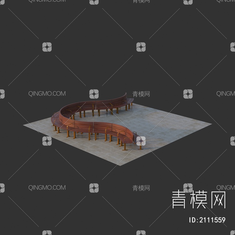 户外广场公园异性座椅 地砖3D模型下载【ID:2111559】