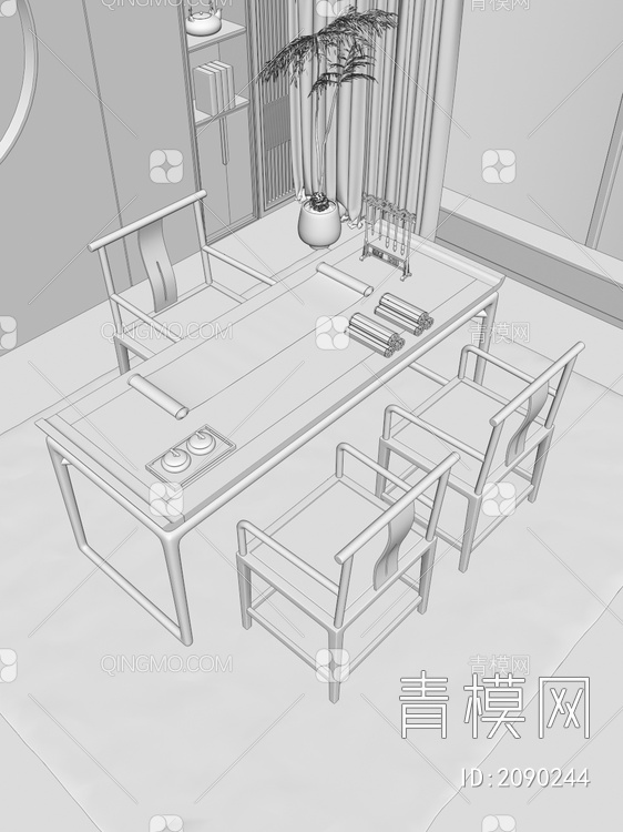茶桌椅3D模型下载【ID:2090244】