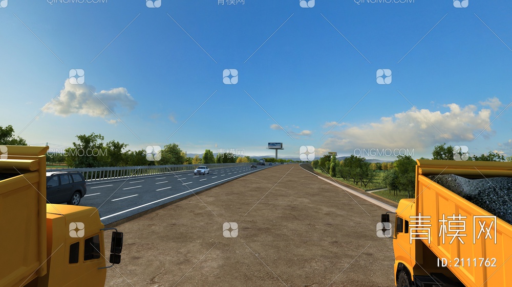 高速施工动画 道路施工 修路 高速路 麦田 公路 高速施工 柏油马路 铺路 田野 高速公路修路3D模型下载【ID:2111762】